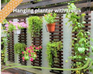 Hanging planter with trellis