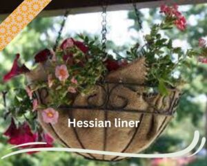 Hessian liner in wire basket