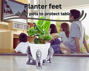 Planter feet under pots to protect the table